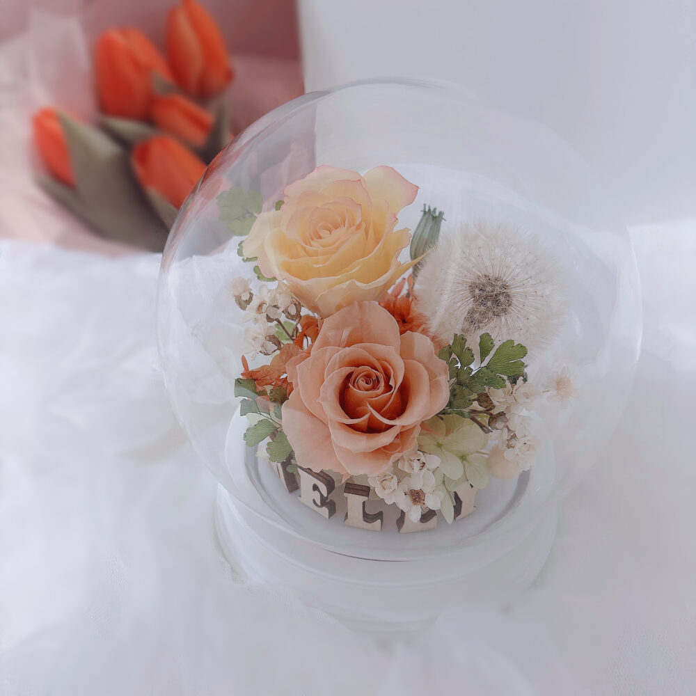 《拍拍夜燈玻璃球》SPRING・玫瑰・永生蒲公英拍拍夜燈玻璃球